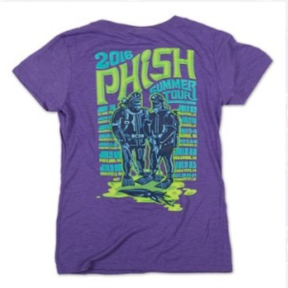 Phish Women’s Ape Diver Summer 2016 Tour Purple Graphic T-Shirt Size XL - Picture 2 of 8